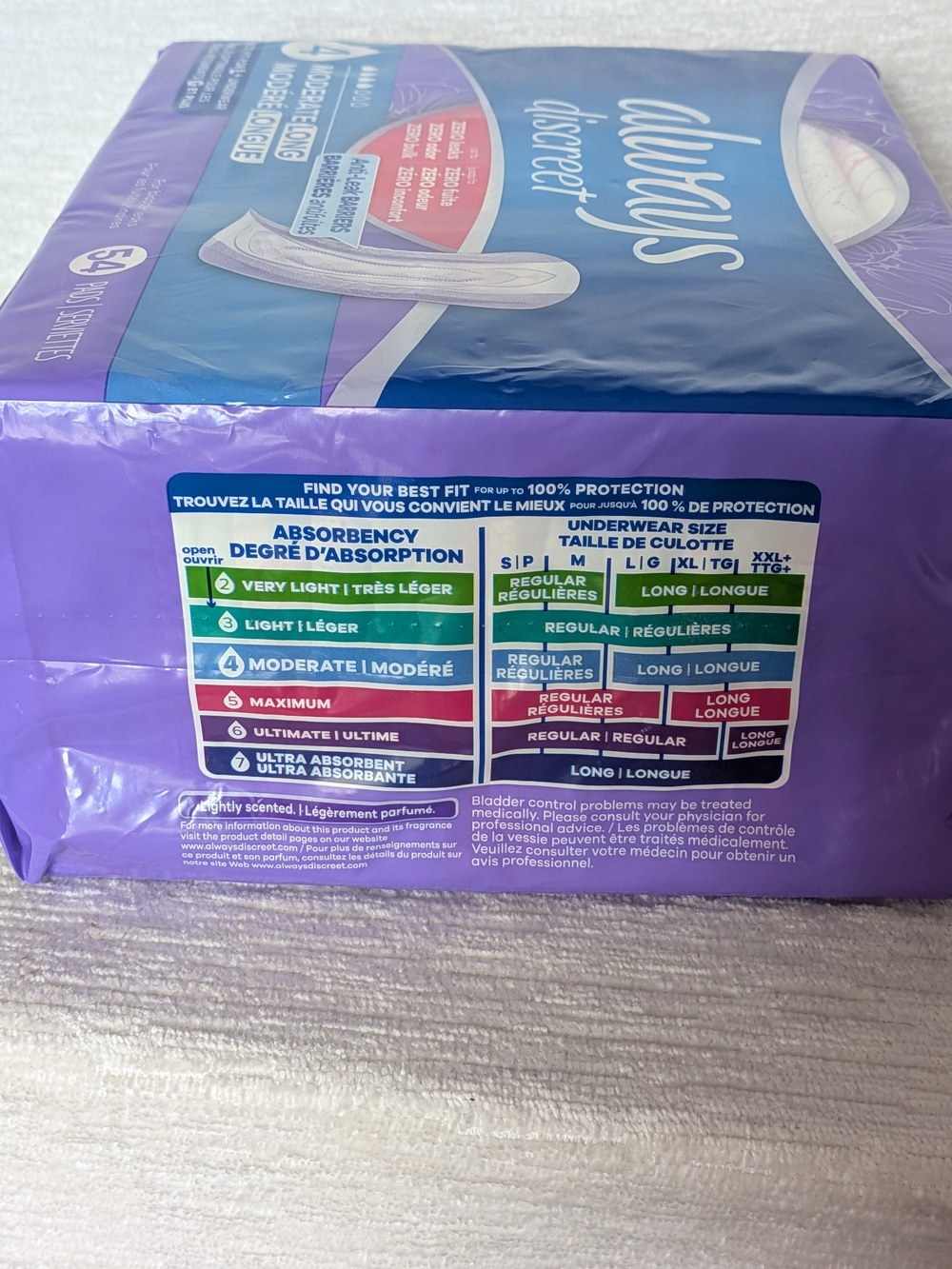 Always Discreet Moderate 4 Long Pads - 54 count Pack NWT - Picture 7 of 14